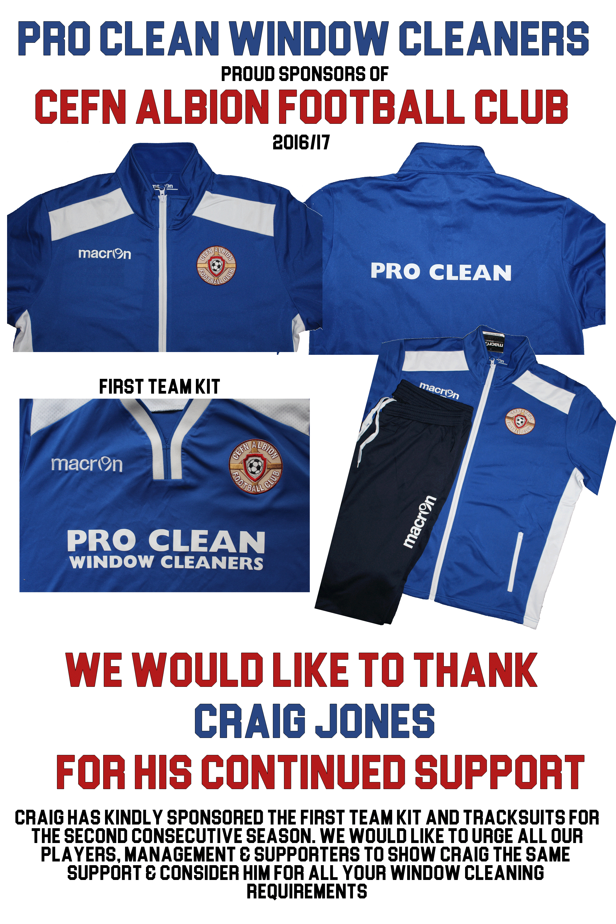 Pro Clean Continue to support the Albion