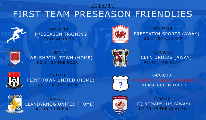 First Team Friendlies announced for 2018/19